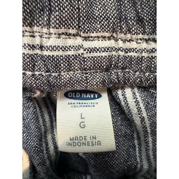 Old Navy Women's Linen Blend Blue Striped Pants - Large Chic Costal Style - Picture 5 of 7